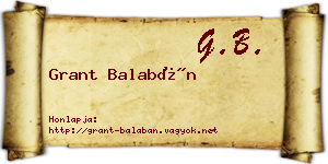 Grant Balabán névjegykártya